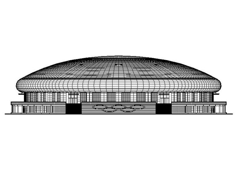 曲线形廊架施工图资料下载-[吉林]三层轻钢屋盖长跨度椭圆形体育运动馆建筑施工图