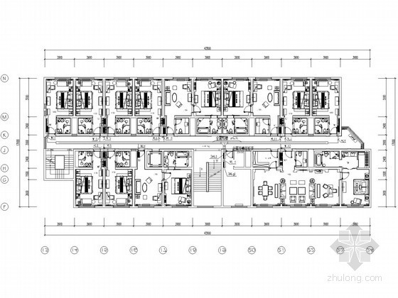 [四川]某科研院所综合楼精装修电气图纸（客房区、餐饮区）-综合楼客房层配电平面图 