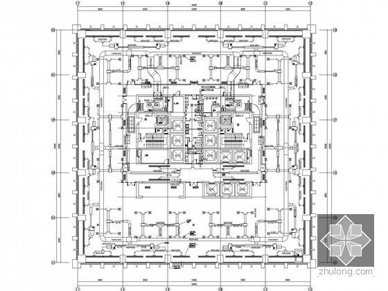 [武汉]超高层综合大厦暖通空调设计施工图（12万平米）-空调风管平面