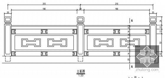 [浙江]新建港水闸工程全套施工图（箱涵式水闸）-栏杆立面