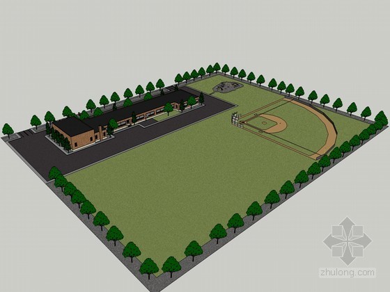 户外运动场地施工图资料下载-校园运动场地SketchUp模型下载
