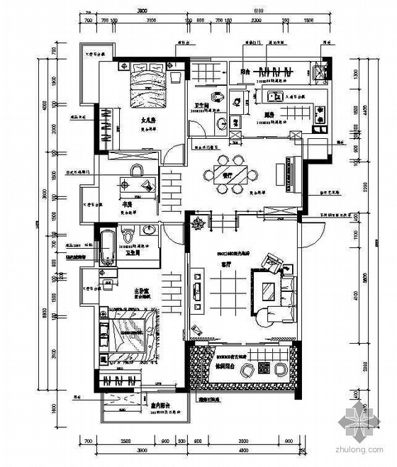 美国舒缓经典家居设计资料下载-某经典两居室家居设计施工图（两套方案）