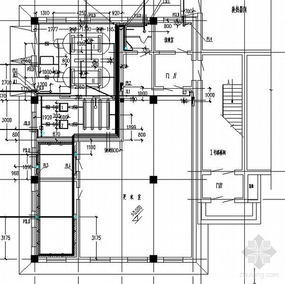 洗浴中心浴室平面图资料下载-某大型职工浴室总平面图及系统图