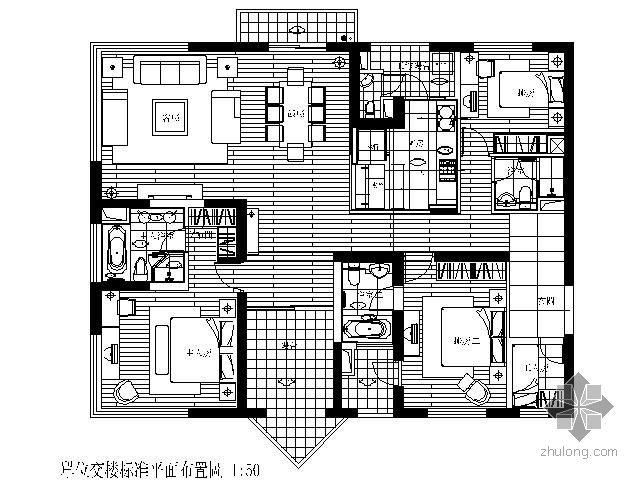 面盆CAD大样图资料下载-[上海]某小区B单元交楼标准三居室施工图