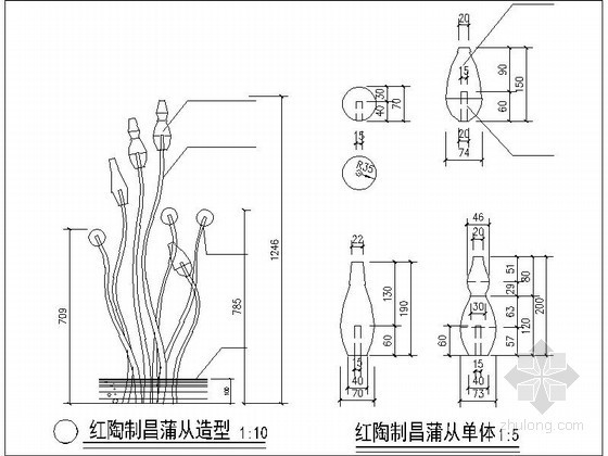 dwg植物立面图资料下载-植物造型雕塑施工详图