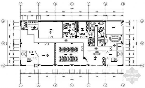 方形公司办公室装修方案资料下载-某服饰公司办公室CAD装修图