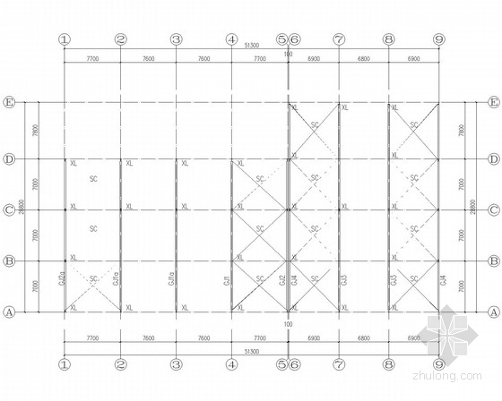 一榀钢架立面图资料下载-综合市场多层门式钢架结构施工图(含建施)