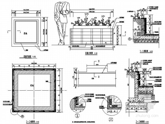 [青海]时尚都市生活广场景观设计施工图-花池详图 