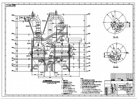 钢支架平台cad资料下载-[中英]印度某高炉炼铁工程灰泥捕集器平台及钢梯结构图