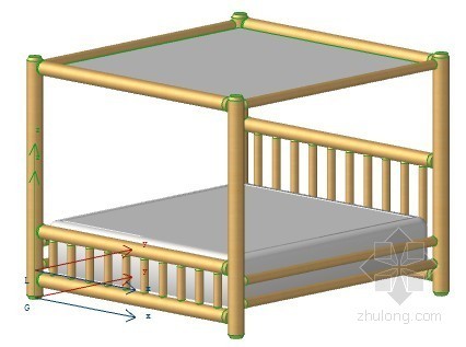 花边枕头3d模型资料下载-带篷床 ArchiCAD模型