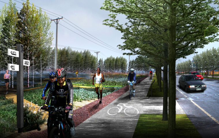[吉林]长白山第一镇慢行道路系统规划设计-慢行道规划设计——火山湿地景区效果图