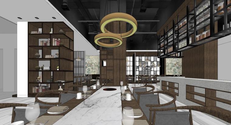 新中式餐厅室内设计模型（2018年）-012