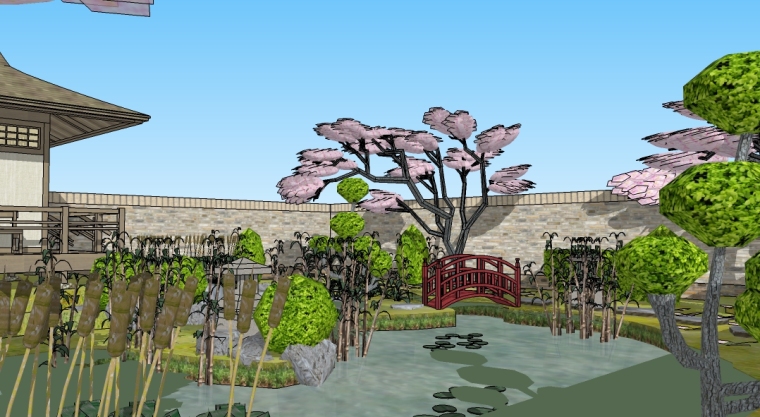 美国拉奇蒙特小花园景资料下载-精致日式小花园SU模型