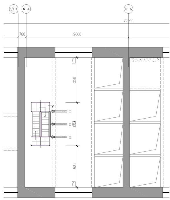 [深圳]超高层塔楼总承包工程应急通道安全专项施工方案（91页）-北塔应急通道平面架体平面布置