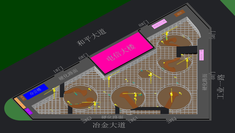 [武汉]商业中心超大基坑多工序交叉施工方案（200页）-19第三层土方开挖、支撑施工阶段总平面布置图