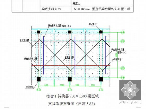 [广东]综合教学楼扣件式钢管高支模专项施工方案（多图）-支撑系统布置