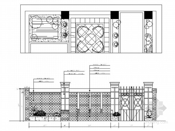 [山西]精品名师设计港式风格复式样板间CAD装修施工图（含效果）入户花园立面图 