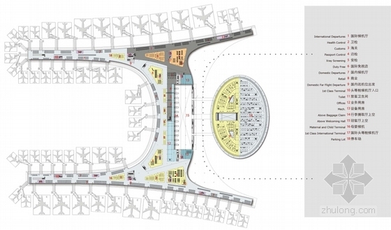 [新疆]大型现代风格国际机场设计方案文本（双语文本）-大型现代风格国际机场设计平面图