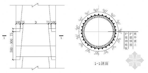 建筑户型图cad平立剖资料下载-人工挖孔桩立剖和平剖图