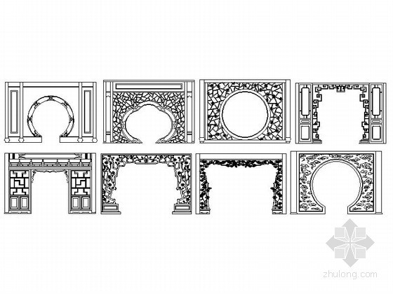 经典中式围合CAD图块下载 