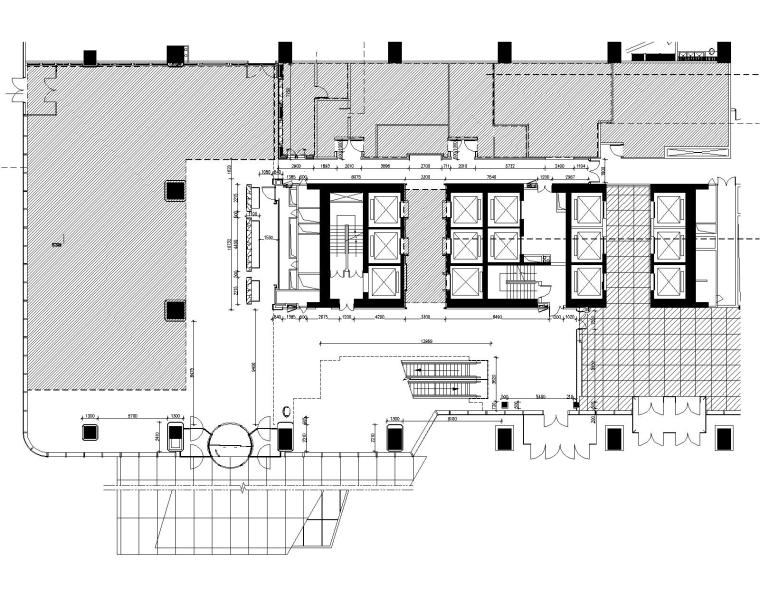 [山东]喜来登酒店公区及样板间室内施工图-2一层大堂接待区完成面尺寸图