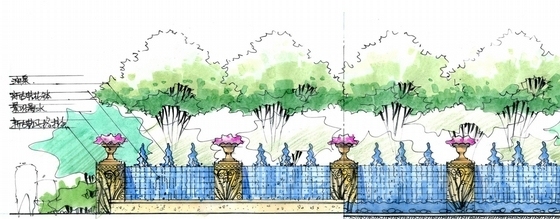 [江苏]独具风情私家庭院景观规划设计方案-景观立面图