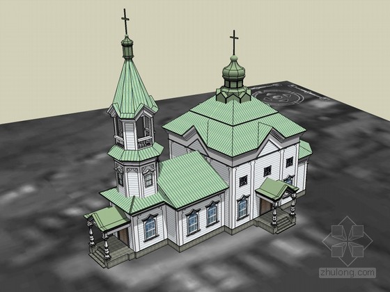 宗教建筑su资料下载-欧式小教堂SketchUp模型下载