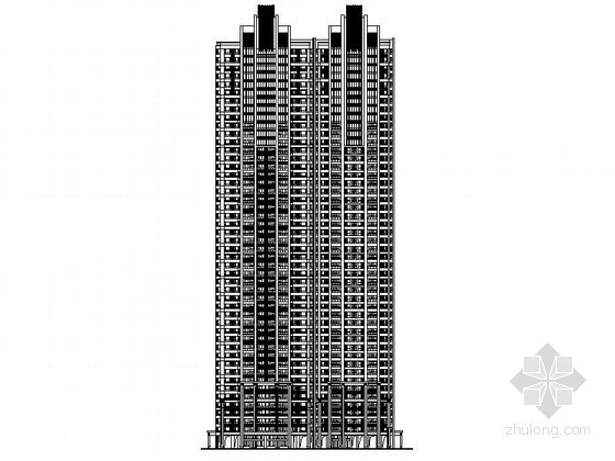 超高层住宅长沙资料下载-[长沙]某国际广场超高层住宅立面方案图（163.3米、含彩色立面图）