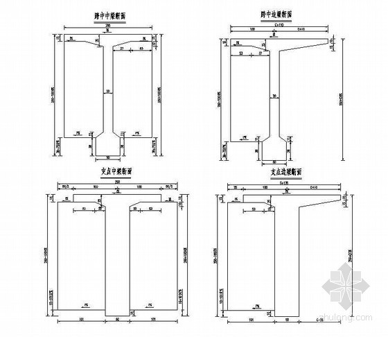 横断面加宽资料下载-预应力钢筋混凝土T梁横断面构造节点详图设计