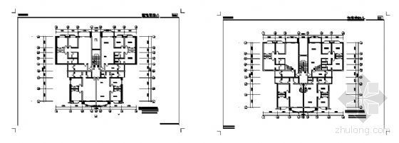 一梯三户二室标准层资料下载-一梯四户的多层L型户型平面图
