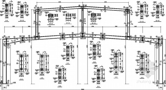 30米跨门刚施工图资料下载-30米跨带气楼门式刚架厂房结构施工图