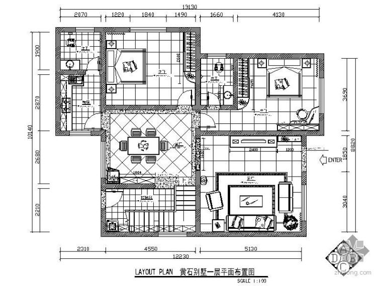 三层别墅设计外观图纸资料下载-现代三层别墅设计装修图