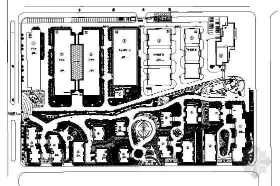 别墅区园林平面资料下载-某别墅区绿化平面图