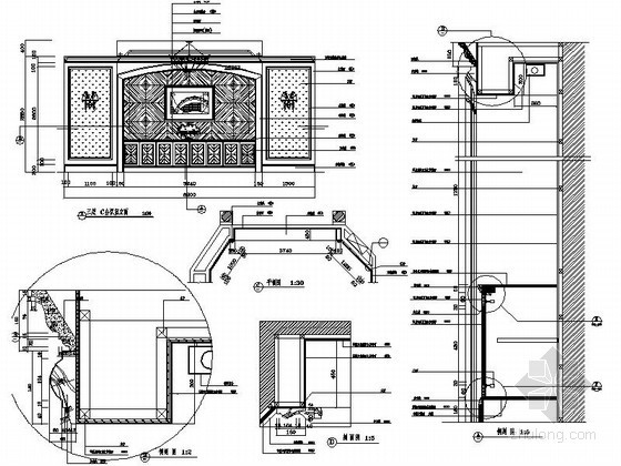 会议室拼纹装饰墙详图