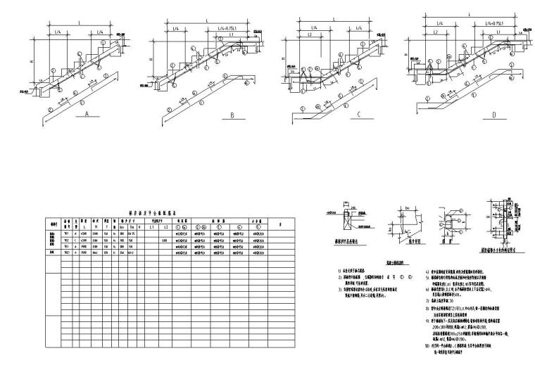 [湖北]长江大学石油科技中心框架结构施工图-楼梯表