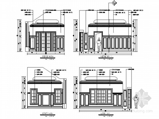 [北京]经典法式新古典两层别墅样板房施工图签约室立面图 