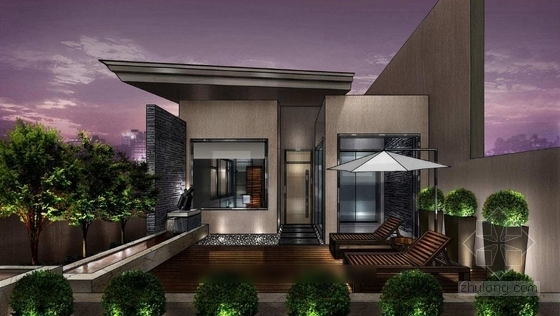 [珠海]海滨花园现代三层别墅设计方案图-露台效果图