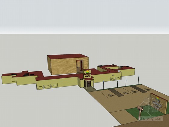Monsant咖啡馆设计资料下载-咖啡馆建筑SketchUp模型下载
