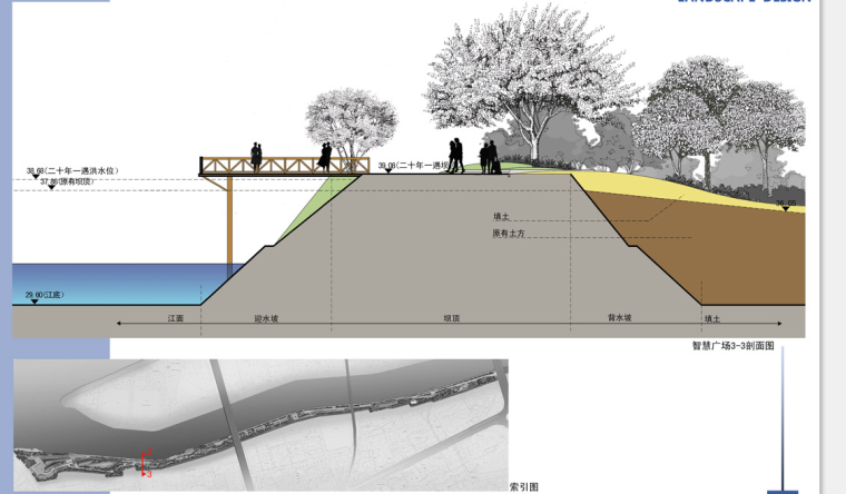 [湖北]滨河景观设计竞标方案-广场剖面图