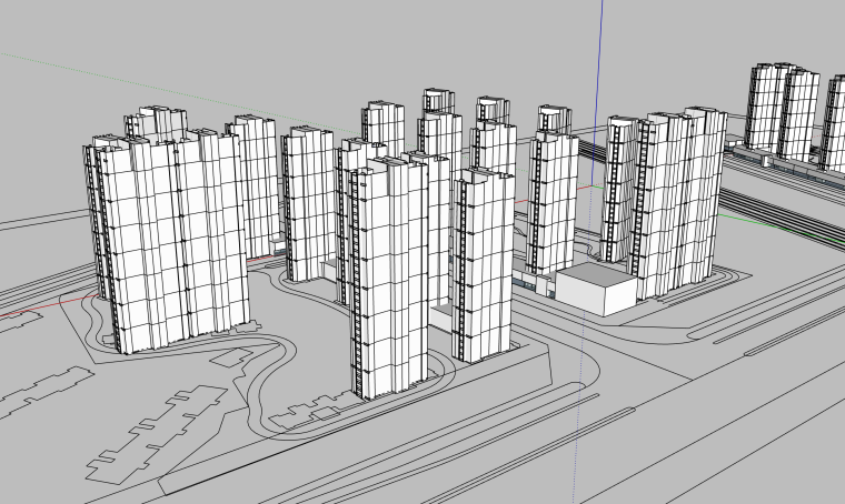 高层建筑小区鸟瞰3D模型资料下载-某高层小区建筑单体模型设计