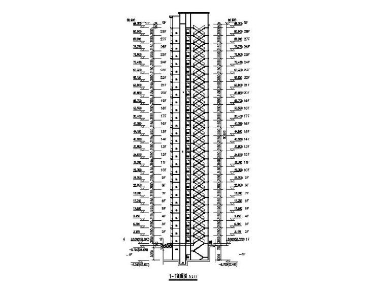 [广东]简约欧式风格塔式住宅楼建筑设计方案文本（含多张CAD）-简约欧式风格塔式住宅楼建筑剖面图