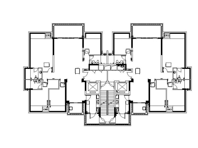 塔式户型CAD资料下载-[广西]多套套高层塔式住宅楼建筑户型图（含商业会所）
