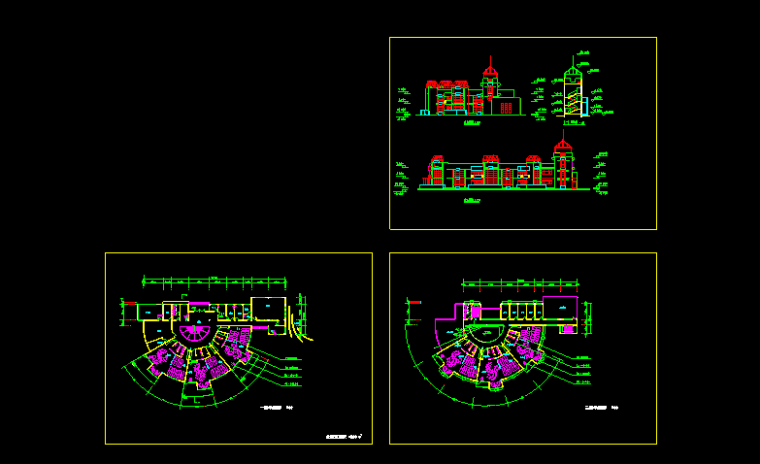 2层类似扇形1820平米幼儿园建筑方案图（无屋顶平面）