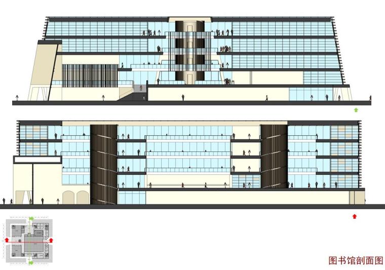[河北]邢台市某学院建筑方案设计文本PPT（123页）-图书馆剖面图