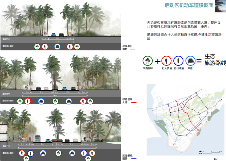 椰林小镇总体概念规划方案文本-机动车道横截面