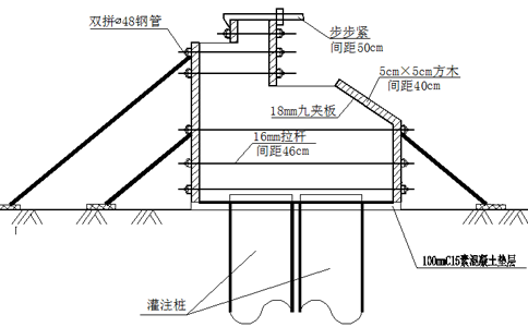 老崧塘桥拓宽工程的施工组织设计方案-桥台模板安装示意图