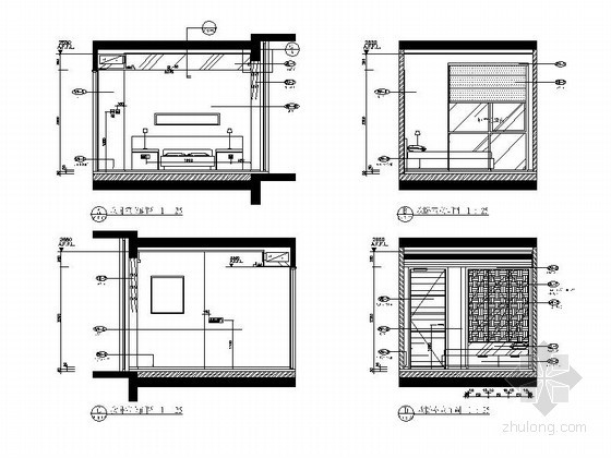 100个建筑立面图资料下载-小卧室立面图②