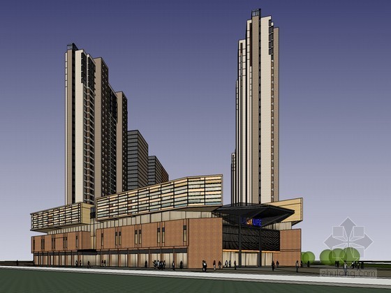 扎哈高层建筑模型资料下载-商业高层建筑SketchUp模型下载