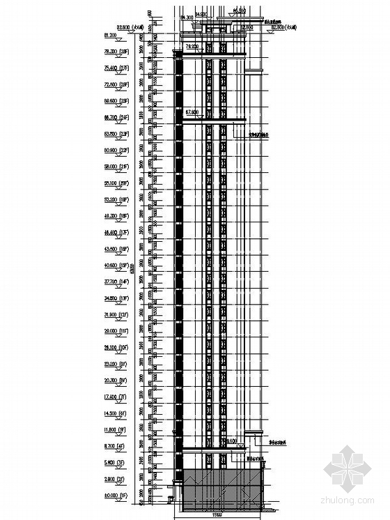 28层新古典风格商住楼建筑设计施工图（2015年6月图纸 推荐参考）-28层新古典风格商住楼建筑立面图