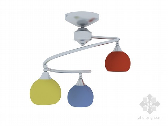 彩色平面图材质素材资料下载-彩色吊灯3D模型下载